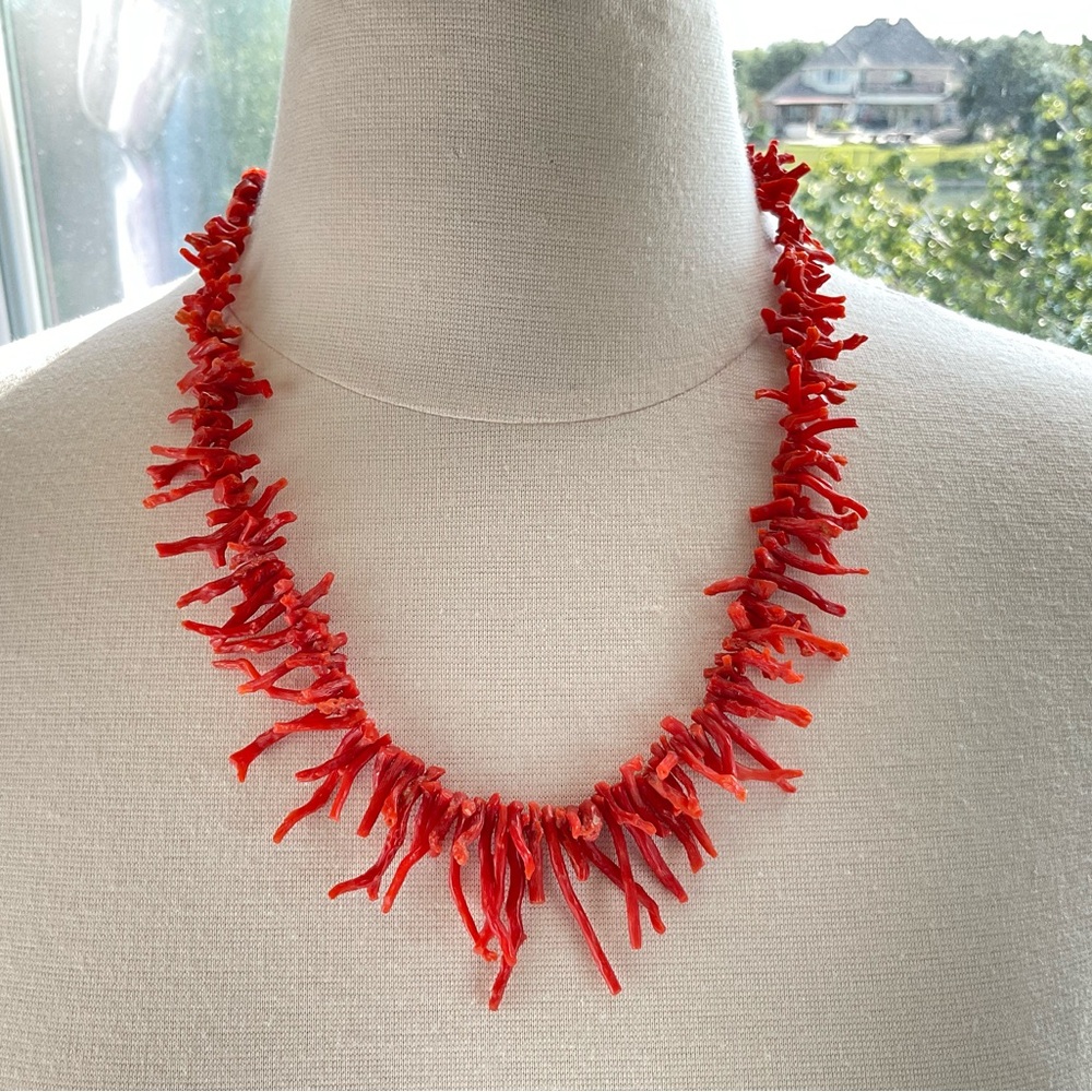 Vintage Branch Coral Necklace, Orange, 21" Long, Beach Girl, Coastal Cowgirl - Picture 6 of 13